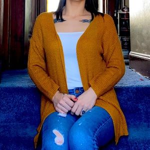 MUSTARD YELLOW crisscrossing back cardigan 🍑